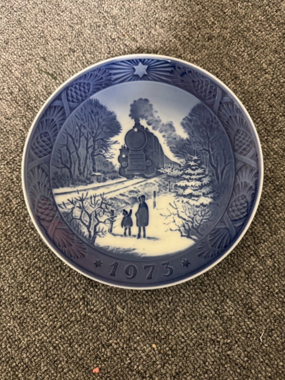Royal Copenhagen Blue and White 1973 Commemorative Plate
